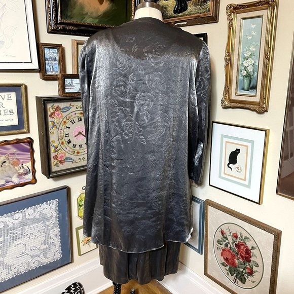90s Vintage Patra x Stenay Metallic Gray A-Line Sleeveless Dress with Jacket 22 - Picture 6 of 8